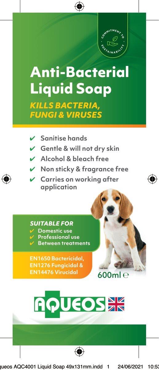 aqueos-aqc4001-liquid-soap-49x131mm-1 Aqueos Antibacterial Canine Liquid Soap 600ml - Image 1