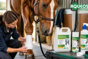 horse with abscess care checks and grooming supplies