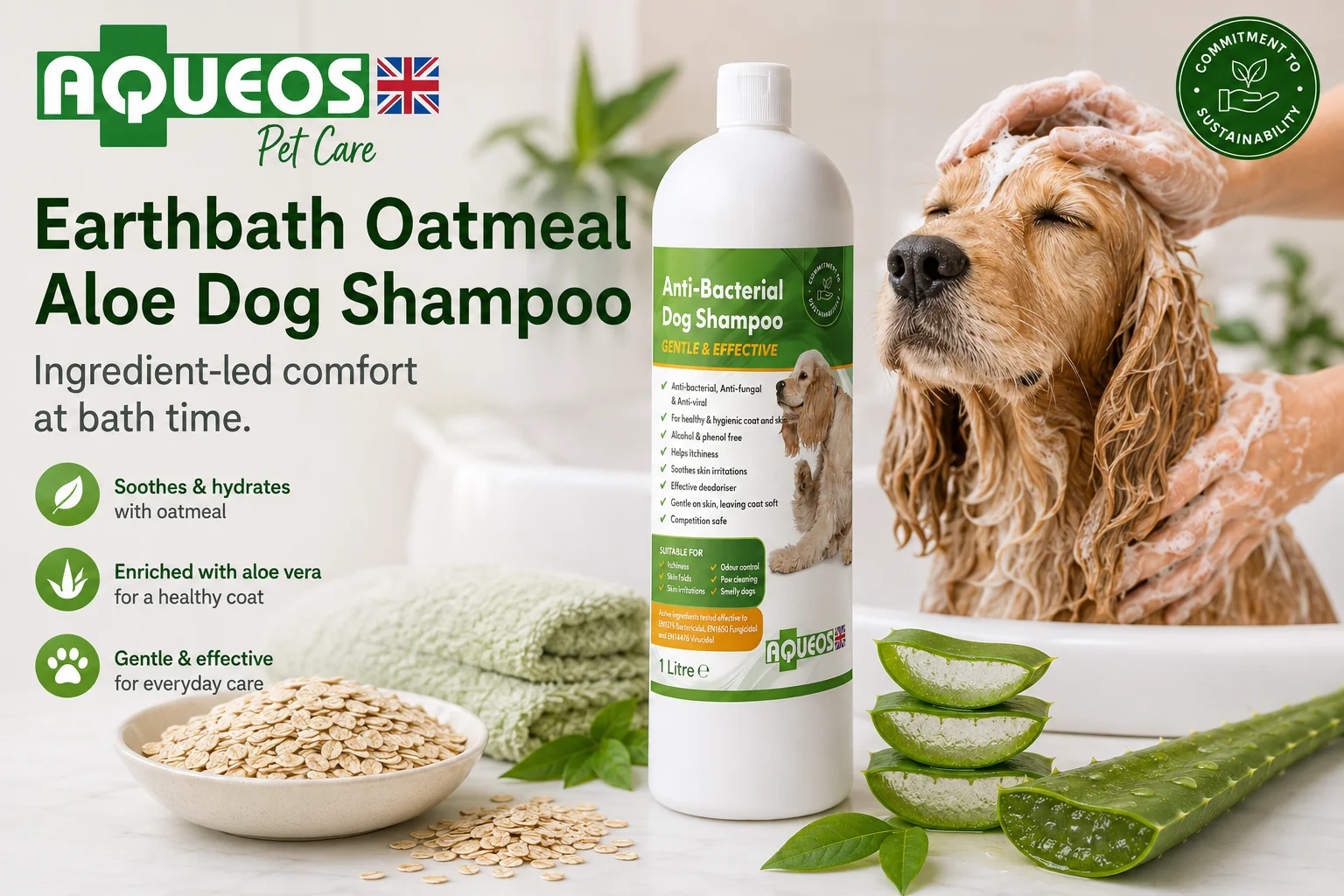 Earthbath Oatmeal and Aloe Dog Shampoo Aqueos