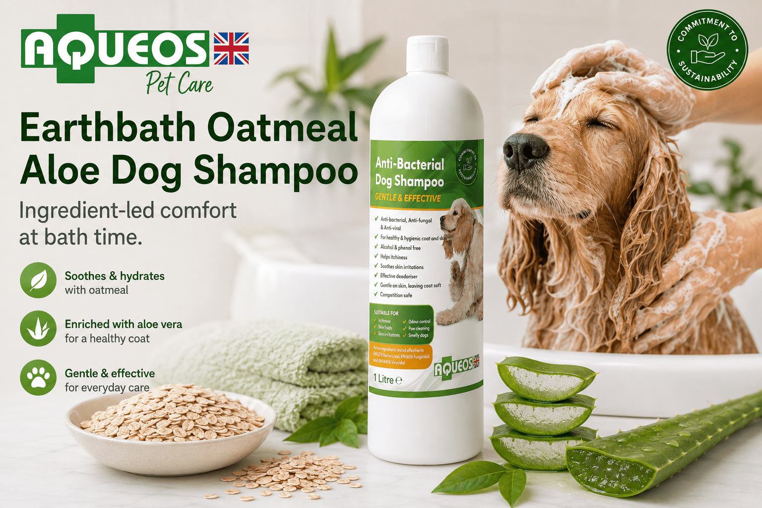 Earthbath Oatmeal and Aloe Dog Shampoo Aqueos
