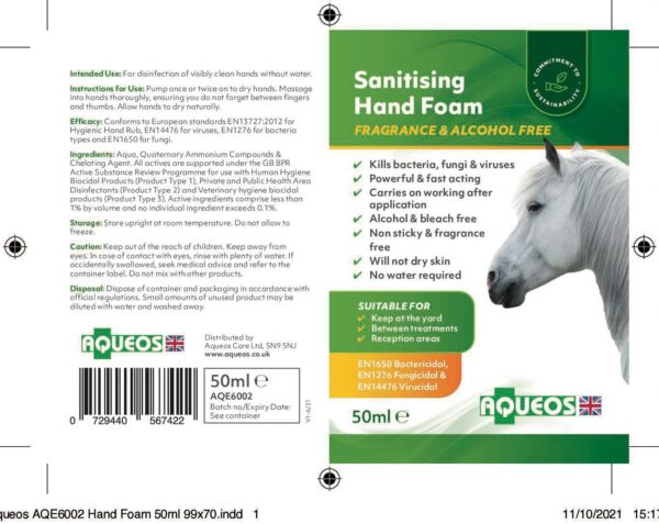 Equine Hand Sanitising Foam  50ml-4