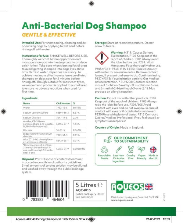 Anti-Bacterial/Anti-Itch Dog Shampoo 5L-4