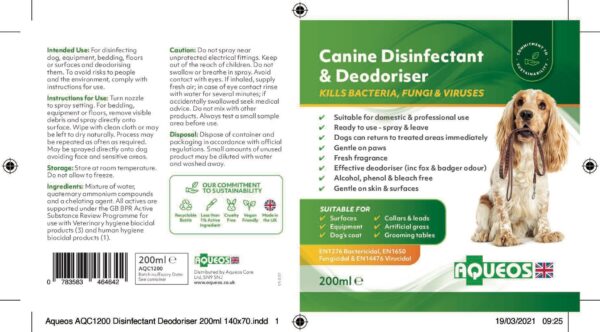 Canine Disinfectant & Deodoriser 200ml-1
