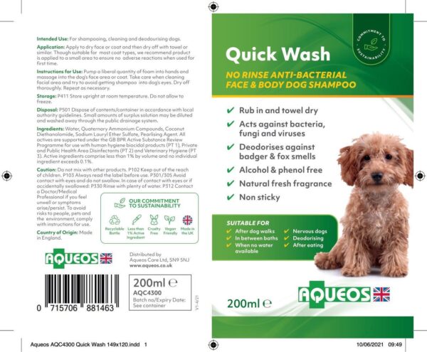 Quick Wash - No Rinse Anti-Bacterial Dog Shampoo or Face Wash-3