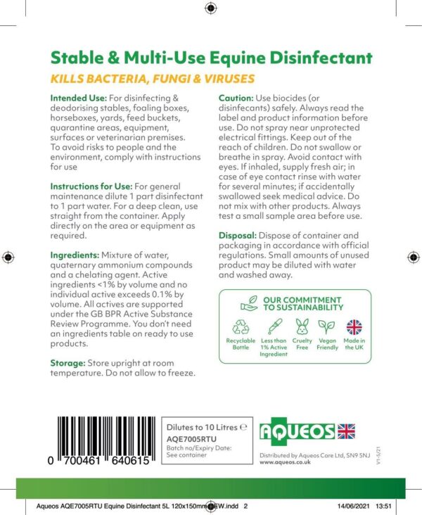 Ready to Use Stable & Multi-Use Disinfectant 5L (Dilutes to 10 Litres)-1