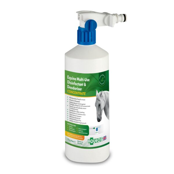 Stable & Multi-Use Disinfectant 1L (with Hosepipe Attachment, dilutes to 40 litres) Aqueos Equine Disinfectant with hose attachment-0